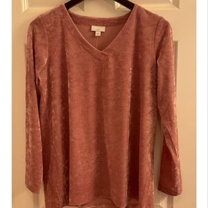 J. Jill Crushed Velvet / Velour Tunic - NWT - Size Small - Dusty Rose